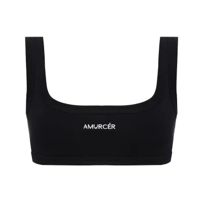 Top with Signature Embroidery Black