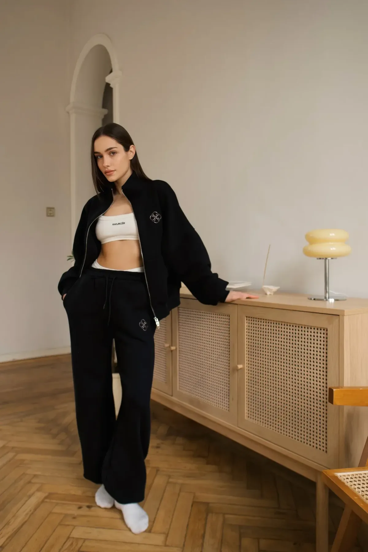 Wide Sweatpant with Embroidered Logo Black, photo 2