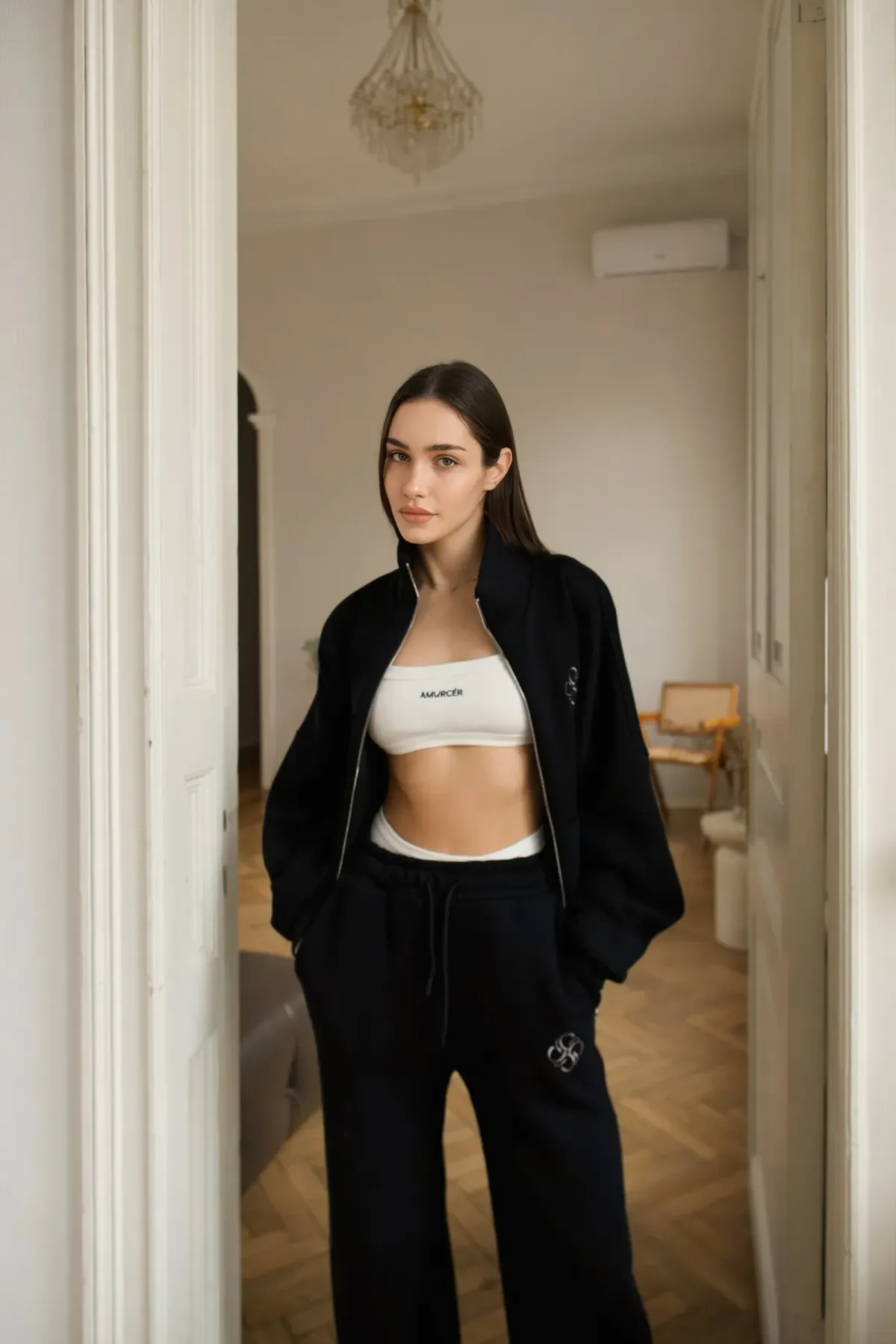 Wide Sweatpant with Embroidered Logo Black, photo 4
