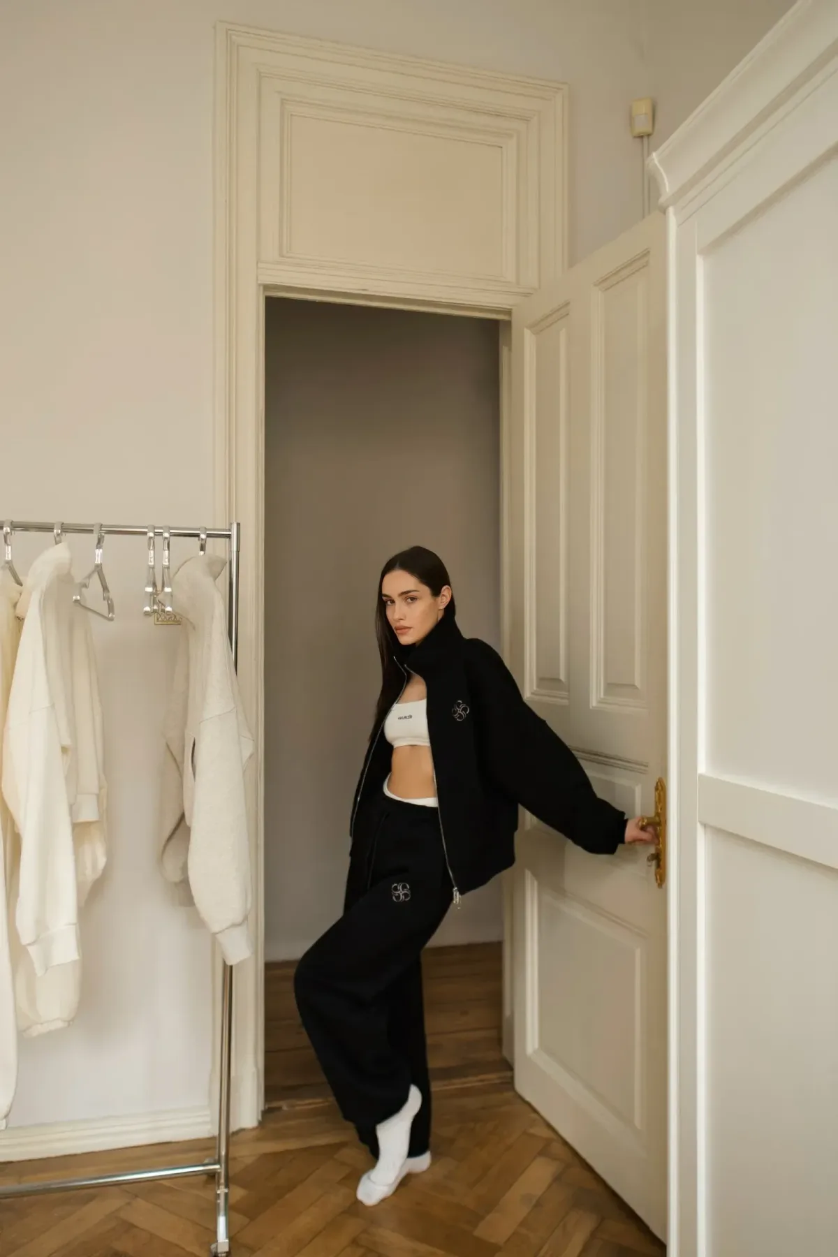 Wide Sweatpant with Embroidered Logo Black, photo 5