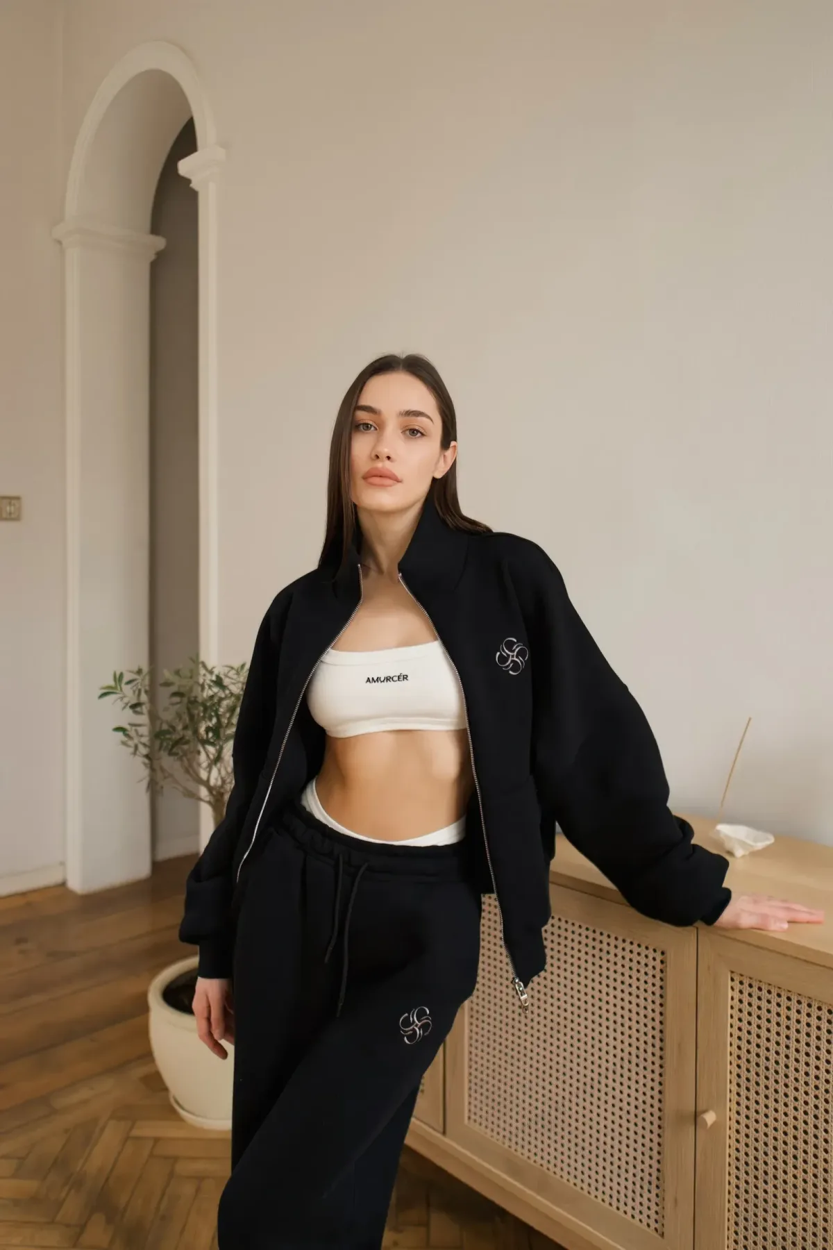 Wide Sweatpant with Embroidered Logo Black, photo 6