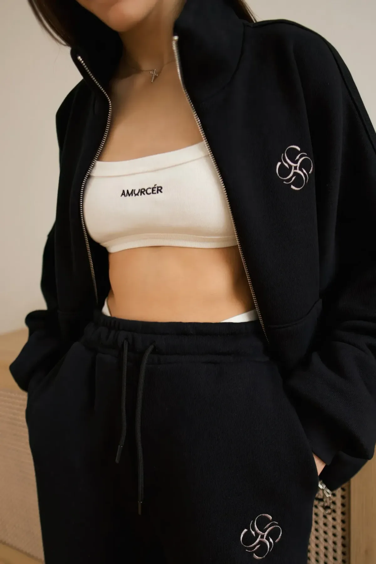 Wide Sweatpant with Embroidered Logo Black, photo 8