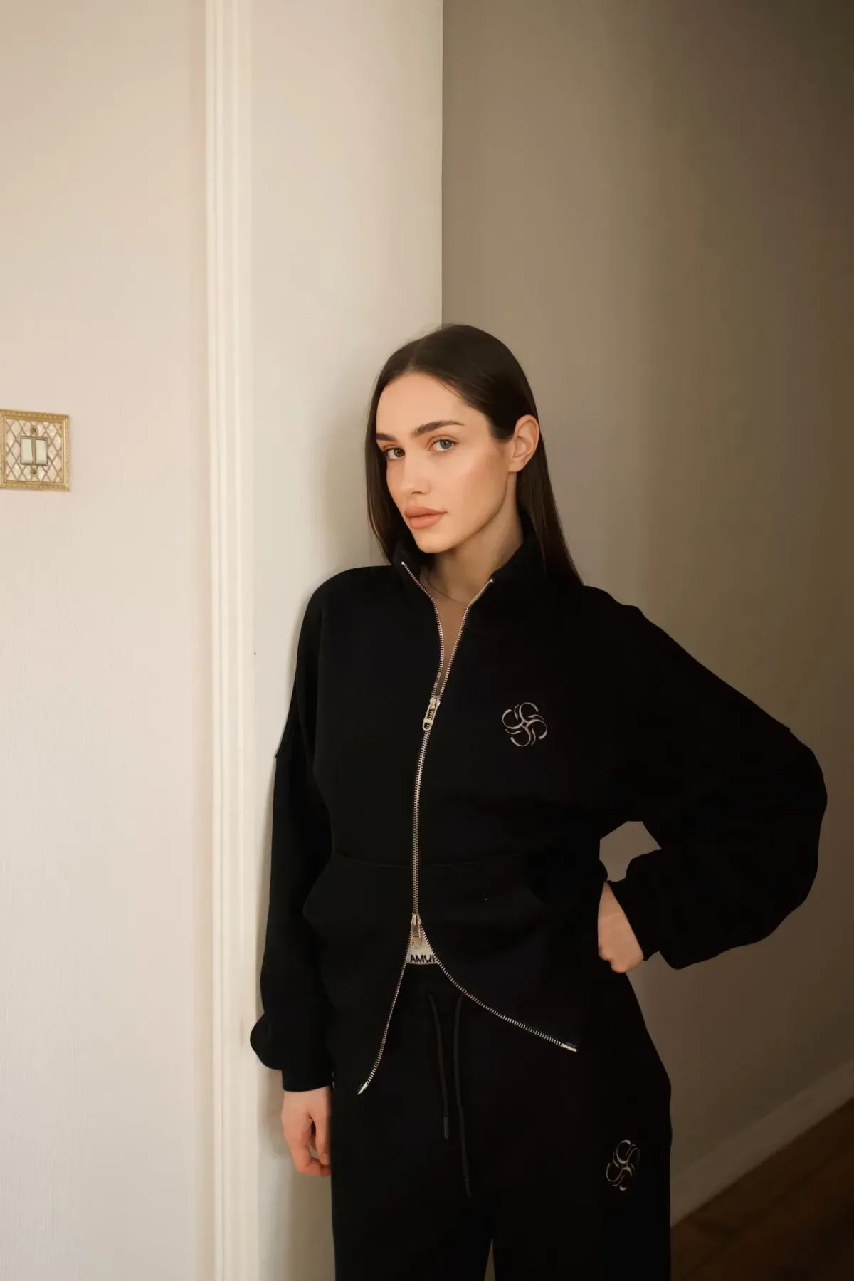Wide Sweatpant with Embroidered Logo Black, photo 9